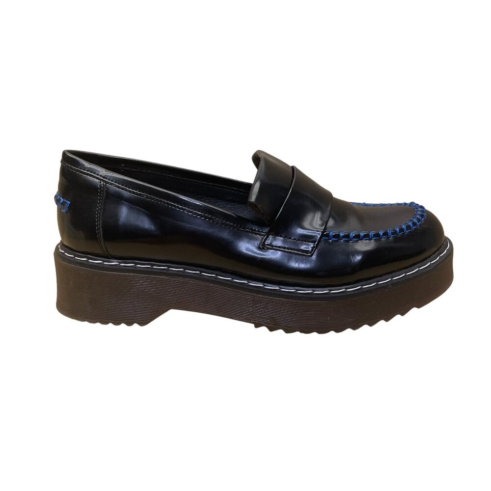 Steve Madden Women’s Black & Blue Stitching Platform Shelton Loafers Size 7
